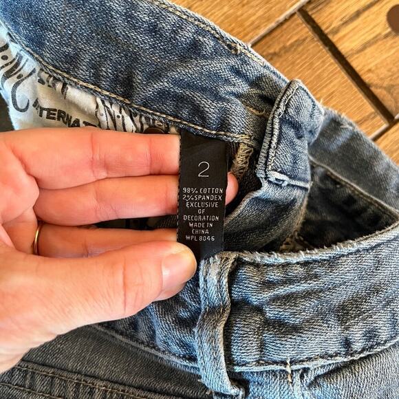 Inc Denim Women's Straight Leg Jeans 2 Regular Fit Lace Distressed Light Wash - Picture 7 of 7